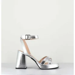Sandales A Plateforme Cuir Metallise Argent - Sunny Laminato Silver
