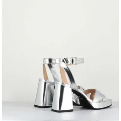 Sandales A Plateforme Cuir Metallise Argent - Sunny Laminato Silver