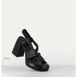 Sandales A Plateforme En Cuire Souple Noir - Aura Cloe Nero