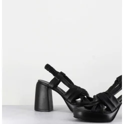 Sandales A Plateforme En Cuire Souple Noir - Aura Cloe Nero