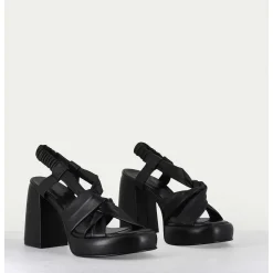 Sandales A Plateforme En Cuire Souple Noir - Aura Cloe Nero
