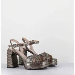 Sandales A Plateforme Imprime Disco Bronze - E3356 Lexy Oro