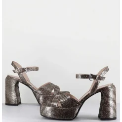 Sandales A Plateforme Imprime Disco Bronze - E3356 Lexy Oro
