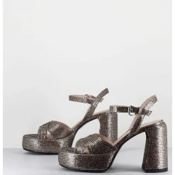 Sandales A Plateforme Imprime Disco Bronze - E3356 Lexy Oro