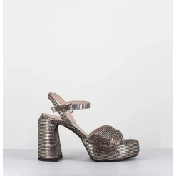 Sandales A Plateforme Imprime Disco Bronze - E3356 Lexy Oro