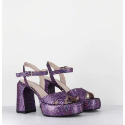 Sandales A Plateforme Imprime Disco Violet - E3356 Lexy Purple