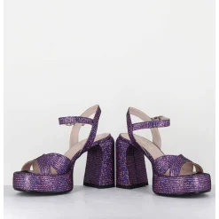 Sandales A Plateforme Imprime Disco Violet - E3356 Lexy Purple