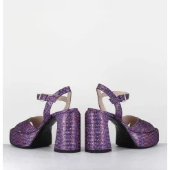 Sandales A Plateforme Imprime Disco Violet - E3356 Lexy Purple