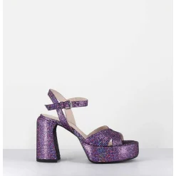 Sandales A Plateforme Imprime Disco Violet - E3356 Lexy Purple