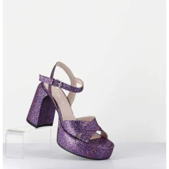 Sandales A Plateforme Imprime Disco Violet - E3356 Lexy Purple