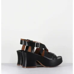 Sandales A Plateforme Japonisante En Cuir Noir - 5300 Vitelo Nero