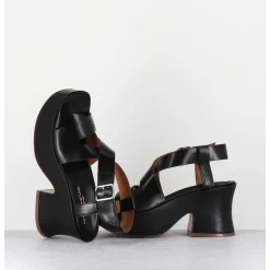 Sandales A Plateforme Japonisante En Cuir Noir - 5300 Vitelo Nero