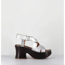 Sandales A Plateforme Japonisante En Cuir Argent - 5355 Light Argento
