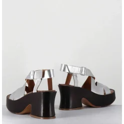 Sandales A Plateforme Japonisante En Cuir Argent - 5355 Light Argento