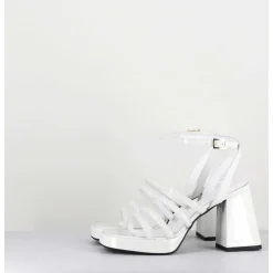 Sandales A Plateforme Multi-Brides Vernis Blanc - Sun Vernice Bianco