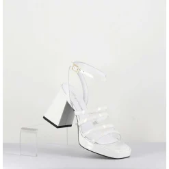Sandales A Plateforme Multi-Brides Vernis Blanc - Sun Vernice Bianco