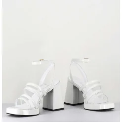 Sandales A Plateforme Multi-Brides Vernis Blanc - Sun Vernice Bianco
