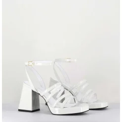 Sandales A Plateforme Multi-Brides Vernis Blanc - Sun Vernice Bianco