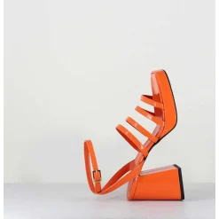 Sandales A Plateforme Multi-Brides Vernis Orange - Sun Vernice Arancio