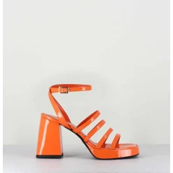 Sandales A Plateforme Multi-Brides Vernis Orange - Sun Vernice Arancio