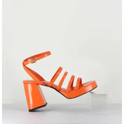 Sandales A Plateforme Multi-Brides Vernis Orange - Sun Vernice Arancio