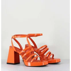 Sandales A Plateforme Multi-Brides Vernis Orange - Sun Vernice Arancio