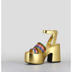 Sandales A Plateforme 70S En Cuir Metallise Multico - Mar Laminato Rainbow