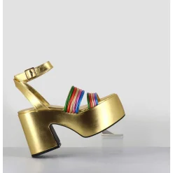Sandales A Plateforme 70S En Cuir Metallise Multico - Mar Laminato Rainbow