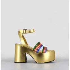 Sandales A Plateforme 70S En Cuir Metallise Multico - Mar Laminato Rainbow