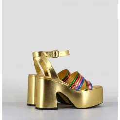 Sandales A Plateforme 70S En Cuir Metallise Multico - Mar Laminato Rainbow