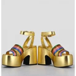Sandales A Plateforme 70S En Cuir Metallise Multico - Mar Laminato Rainbow