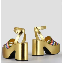 Sandales A Plateforme 70S En Cuir Metallise Multico - Mar Laminato Rainbow