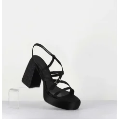 Sandales A Plateforme Satin & Jean Noir - Sandau Nero