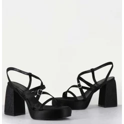 Sandales A Plateforme Satin & Jean Noir - Sandau Nero