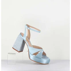 Sandales A Plateforme Satin & Jean Bleu - Tera Raso Cielo