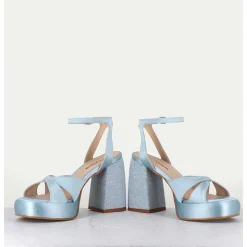 Sandales A Plateforme Satin & Jean Bleu - Tera Raso Cielo