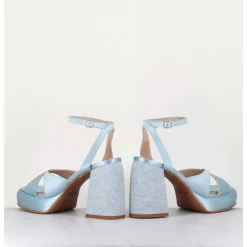 Sandales A Plateforme Satin & Jean Bleu - Tera Raso Cielo