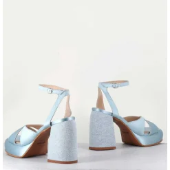 Sandales A Plateforme Satin & Jean Bleu - Tera Raso Cielo