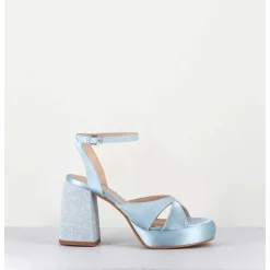 Sandales A Plateforme Satin & Jean Bleu - Tera Raso Cielo