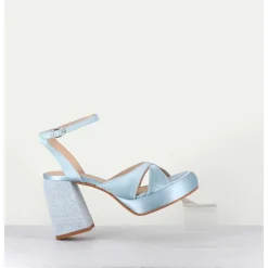 Sandales A Plateforme Satin & Jean Bleu - Tera Raso Cielo