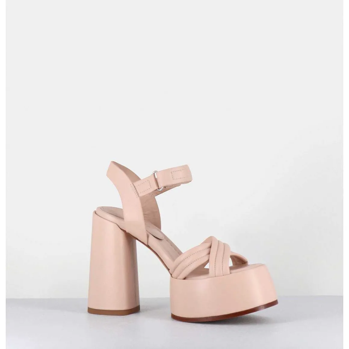 Sandales A Plateforme Talon Haut En Cuir Nude - M6495 Nappa Nude