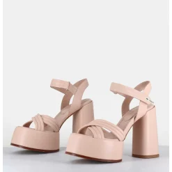 Sandales A Plateforme Talon Haut En Cuir Nude - M6495 Nappa Nude