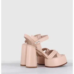 Sandales A Plateforme Talon Haut En Cuir Nude - M6495 Nappa Nude