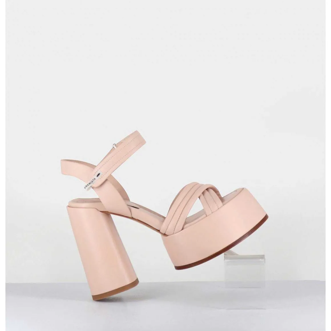 Sandales A Plateforme Talon Haut En Cuir Nude - M6495 Nappa Nude