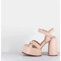 Sandales A Plateforme Talon Haut En Cuir Nude - M6495 Nappa Nude