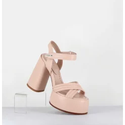 Sandales A Plateforme Talon Haut En Cuir Nude - M6495 Nappa Nude