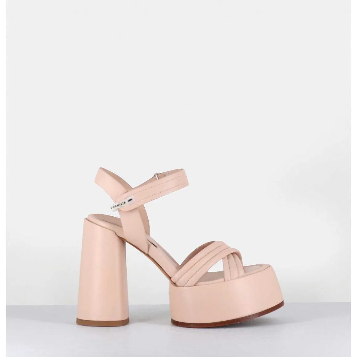 Sandales A Plateforme Talon Haut En Cuir Nude - M6495 Nappa Nude