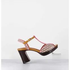 Sandales A Talon Bride Salome En Cuir Imprime Vintage - Keduni44 Jazz Cuero