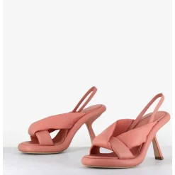 Sandales A Talon Destructure En Cuir Rose Poudre - 1C6958D Pink Ancient