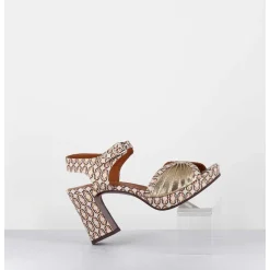Sandales A Talon En Cuir Imprime Vintage Jazzy - Karicia Dali Champan